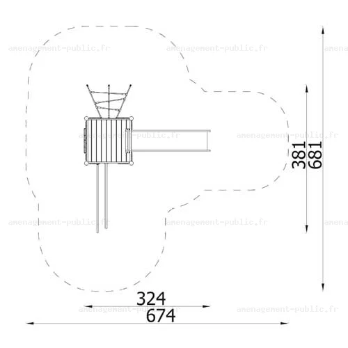 Structure pour aires de jeux extérieurs en bois de robinier